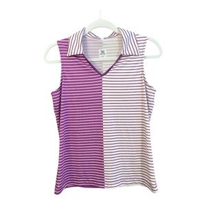 Tail White Label Purple/White Striped Golf Sleeveless Polo Size Small Preppy EF2